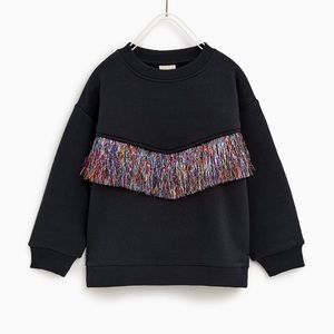 Zara kids sweatshirt w/ colorful fringe